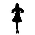 Female silhouette of the pretty woman in magnificent fabulous fairy fashion dress with flounce sleeves, vector
