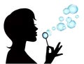 Female silhouette and soap bubbles