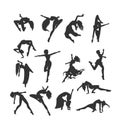 Female silhouettes in dance. Silhouette of dancers simple Royalty Free Stock Photo