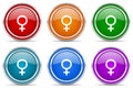 Female silver metallic glossy icons, set of modern design buttons for web, internet and mobile applications in 6 colors options Royalty Free Stock Photo