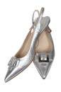 Female silver shoes Royalty Free Stock Photo