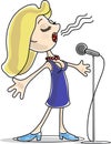 Female singer with microphone Royalty Free Stock Photo