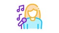 Female Singer With Microphone Sing Recital Icon Animation