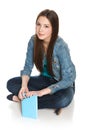 Female sitting with a book Royalty Free Stock Photo