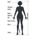 Female size chart anatomy human character, people dummy front and view side body silhouette, isolated on white, flat vector Royalty Free Stock Photo