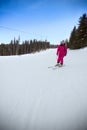 Female skier down the slope