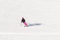 Female skier on empty ski slope Royalty Free Stock Photo
