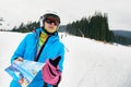 Female skier with map