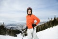 Female Skier on Ski Slope Royalty Free Stock Photo