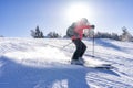 Female skier on a slope. Royalty Free Stock Photo