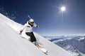 Female skier with sun Royalty Free Stock Photo