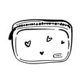 Female skincare cosmetic products in a cosmetic bag. Vector illustration doodle Royalty Free Stock Photo