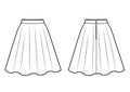 Female skirt vector template isolated on a white background. Front and back view. Royalty Free Stock Photo