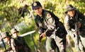 Female sniper soldier trainee ready to assault