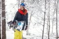 Female snowboarder in nature