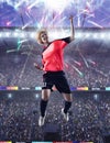 Female soccer player celebrating goal Royalty Free Stock Photo