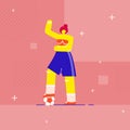 Female Soccer Player Flat Vector Illustration