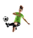 Female Soccer Player Kicking Ball Royalty Free Stock Photo