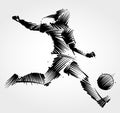 Female soccer player kicking the ball Royalty Free Stock Photo