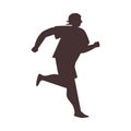 Female soccer player running, black silhouette vector illustration isolated on white background. Royalty Free Stock Photo
