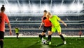 Female soccer players during a scrimmage on a soccer match Royalty Free Stock Photo