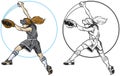 Female Softball Player Pitching Vector Clip Art