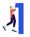 Female software developer with digit one 2D linear cartoon character