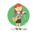 Female solo singer standing with microphone Royalty Free Stock Photo