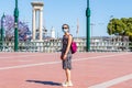 Female Solo Traveler in Face Mask on Holiday Trip in Sunny Spain, Traveling During Coronavirus Outbreak Lockdown