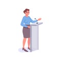 Female speaker flat color vector faceless character