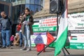 Female speaker at the Free Palestine Rally held by the Palestine Solidarity Campaign organised to coincide with the Gaza Return Ma