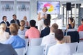 Female speaker speaks in a business seminar Royalty Free Stock Photo