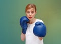 Female sportist with boxing gloves