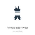 Female sportwear icon vector. Trendy flat female sportwear icon from gym and fitness collection isolated on white background.