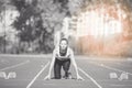 Female Sprinter Getting Ready to Start The Race Royalty Free Stock Photo