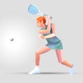 Female Squash Player Polygonal Geometric Vector Illustration