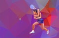 Female Squash Player Polygonal Geometric Vector Illustration