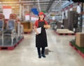 Female staff Delivering products Sign the signature on the product receipt form with parcel boxes Royalty Free Stock Photo