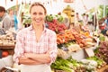 Female Stall Holder At Farmers Fresh Food Market Royalty Free Stock Photo