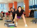 Female on the step board during exercise Royalty Free Stock Photo