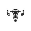 Female sterilization black glyph icon. Tubal ligation. Permanent contraception and birth control. Pictogram for web page