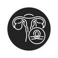 Female sterilization black glyph icon. Tubal ligation. Permanent contraception and birth control. Pictogram for web page, mobile