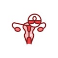 Female sterilization color line icon. Outline pictogram for web page.