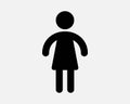 Female Stick Figure Girl Lady Woman Stand Standing Pose Bathroom Toilet Restroom Icon Black Vector Clipart Graphic Sign Symbol