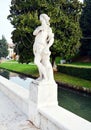 Female stone statue, street, castle in Castelfranco Veneto, in Italy