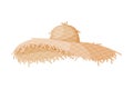 Female Straw Hat, Fashion Headdress, Sun Protection Headwear for Lady Flat Vector Illustration