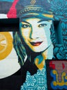 Female street art portrait detail.Artwork by Shepard Fairey Royalty Free Stock Photo