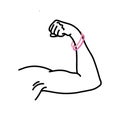 Female strong arm doodle icon, vector color line illustration Royalty Free Stock Photo