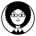 Female student avatar. Black round profile picture
