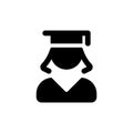 Female student black glyph ui icon Royalty Free Stock Photo